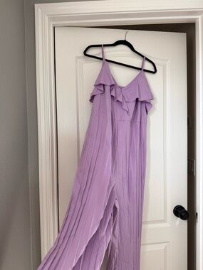 SHEIN Lavender Ruffle Wide-Leg Jumpsuit